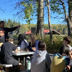 Indigenous knowledge keeper sharing with students